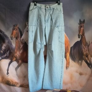 Lioness Relaxed Light Blue Denim Carpenter Jeans - Women's